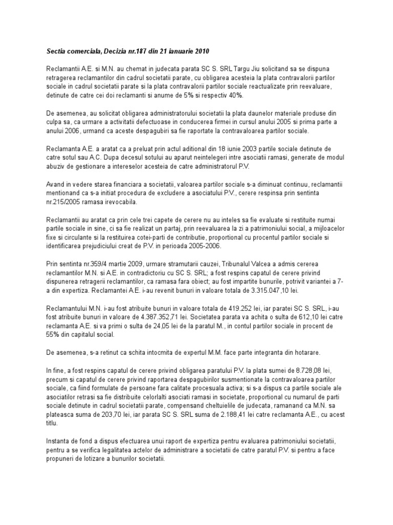 Caz Retragere Din Firma Judecata
