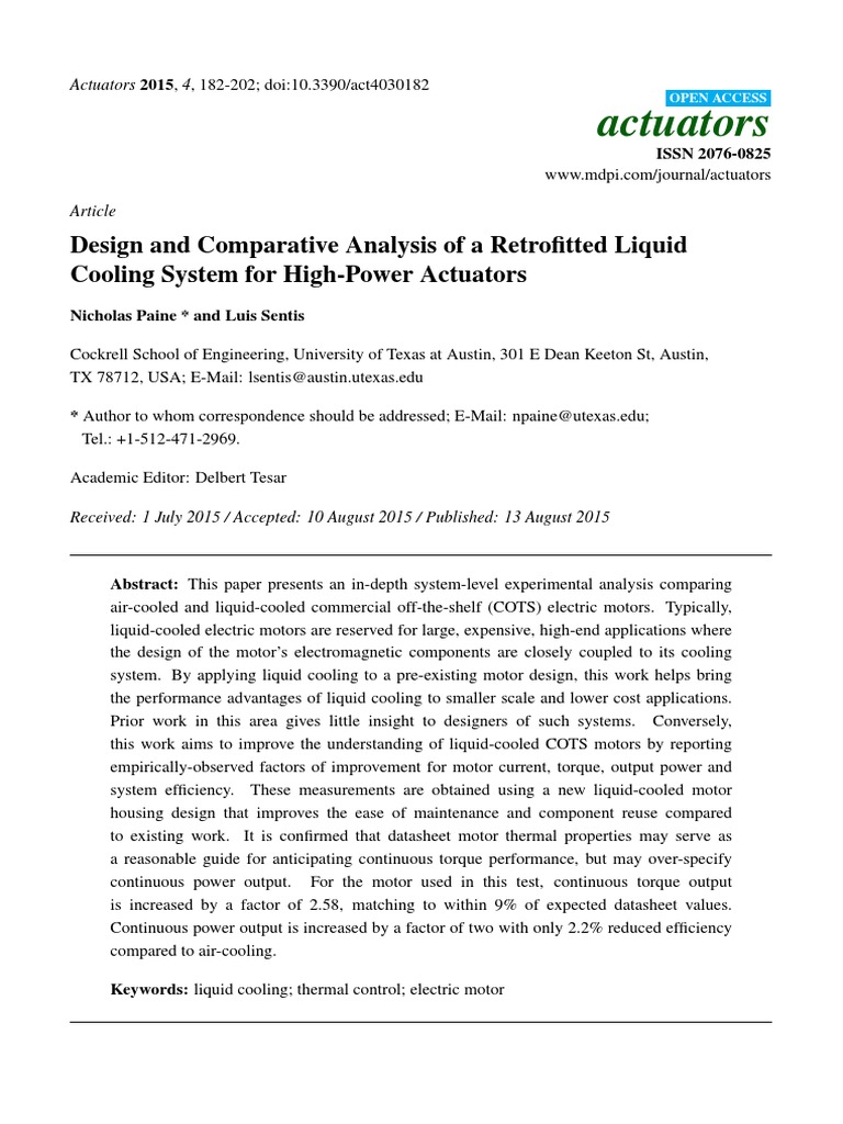 Design and Comparative Analysis of A Retrofitted Liquid Cooling System ...