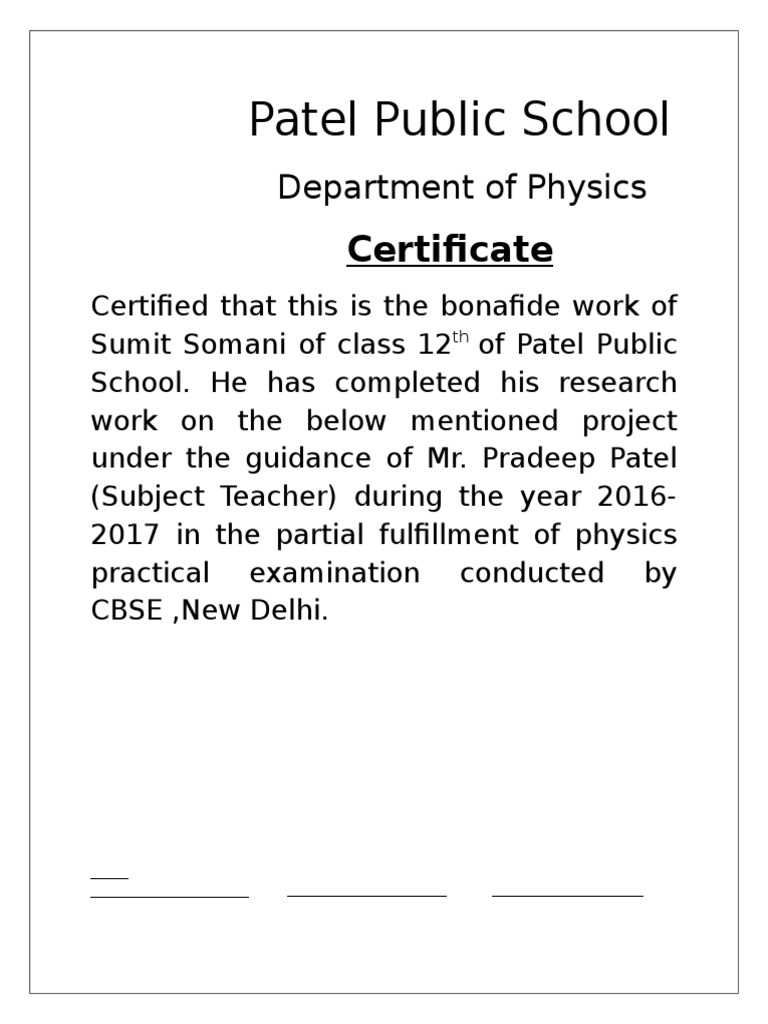 Acknowledgement for Physics Project | PDF