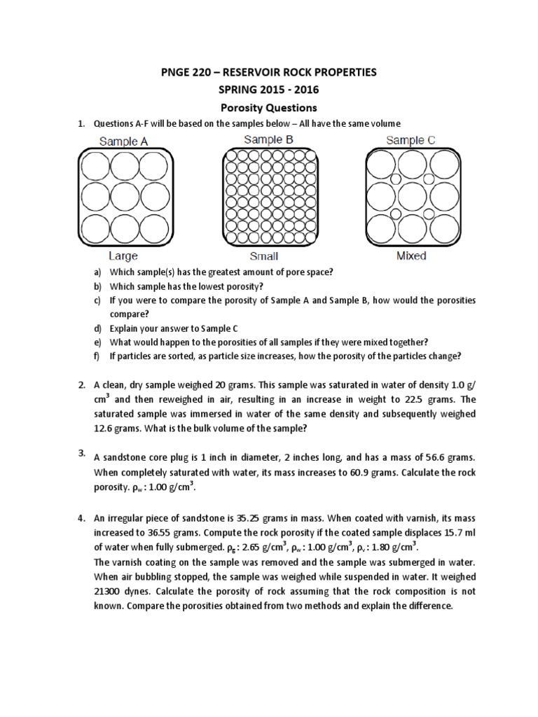 Porosity Questions Density Porosity