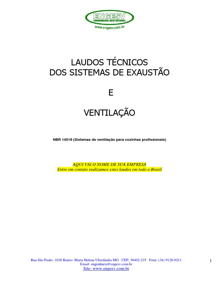 Laudos Técnicos de Exaustão e Ventilação | PDF | Ciências e Matemática ...