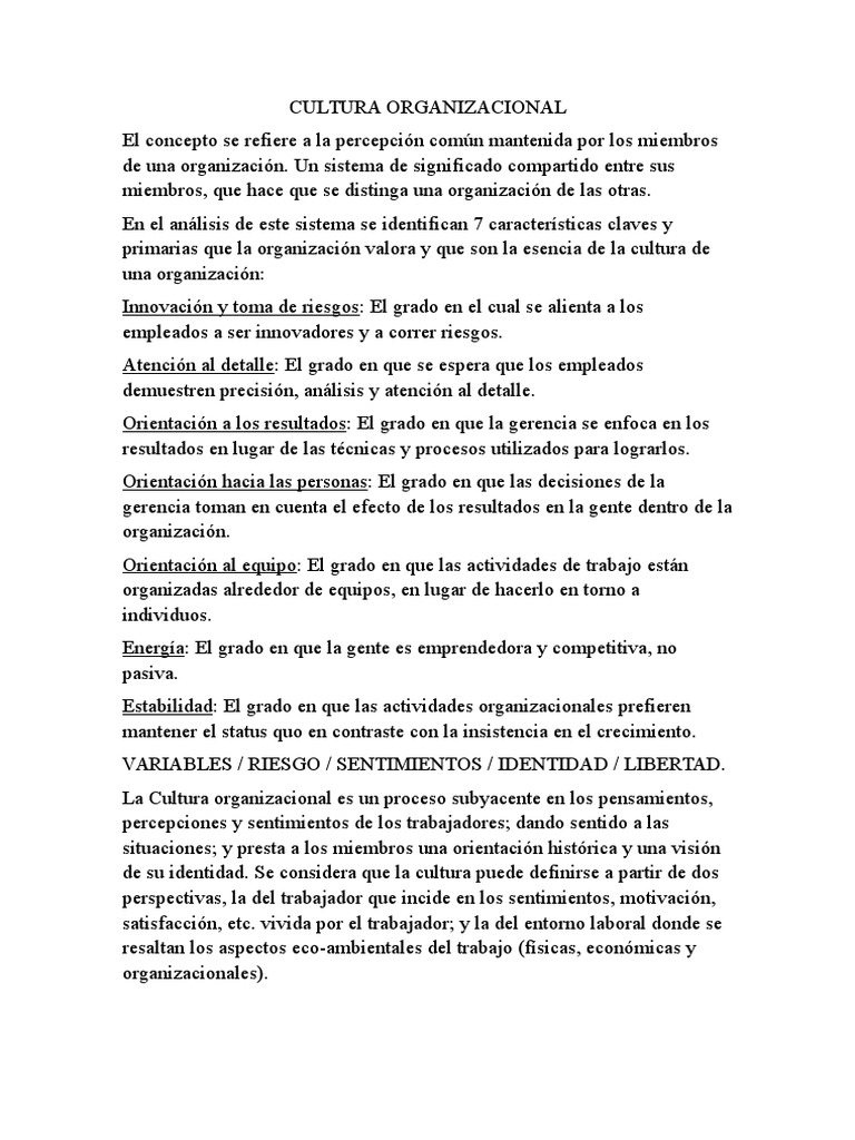 Cultura Organizacional y Cambio | PDF | Cultura organizacional | Toma ...
