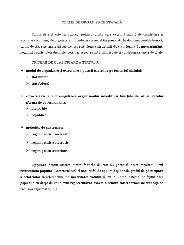 Forme De Organizare Statal 258 Doc