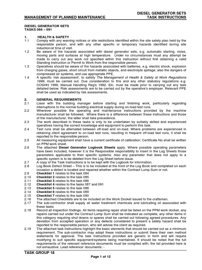 Diesel Generator Maintenance PDF | PDF | Internal Combustion Engine ...