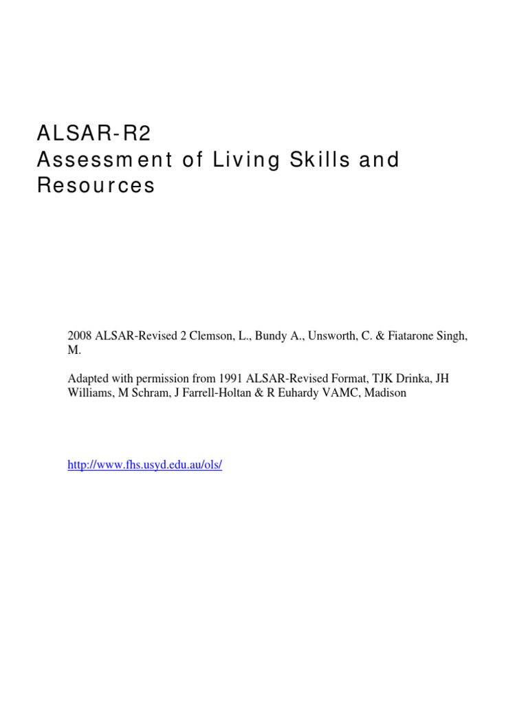 Assessment Living Skills PDF Laundry Telephone