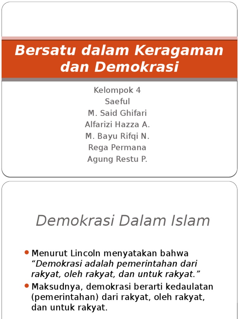Makalah Pai Tentang Bersatu Dalam Keragaman Dan Demokrasi Dengan