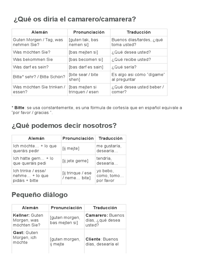 Pedir En Un Restaurante En Aleman Ii Langool Pdf