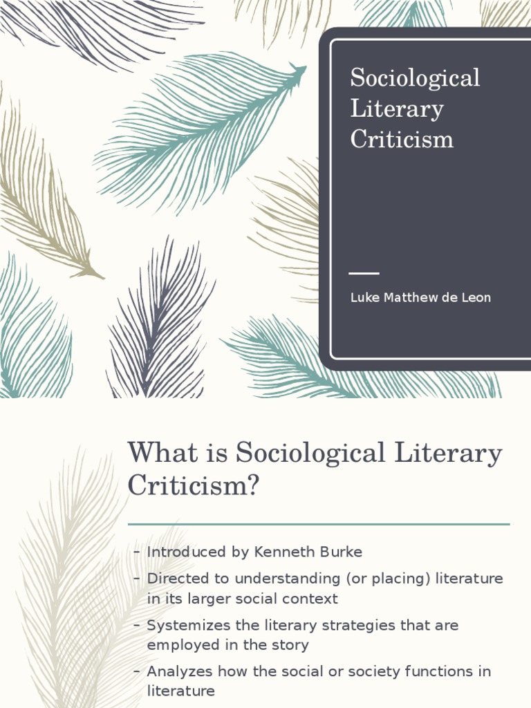 Understanding Sociological Literary Criticism PDF Young Adult