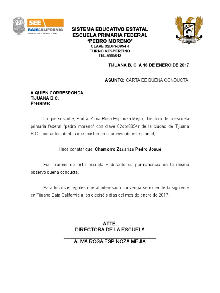 Carta de Buena Conducta