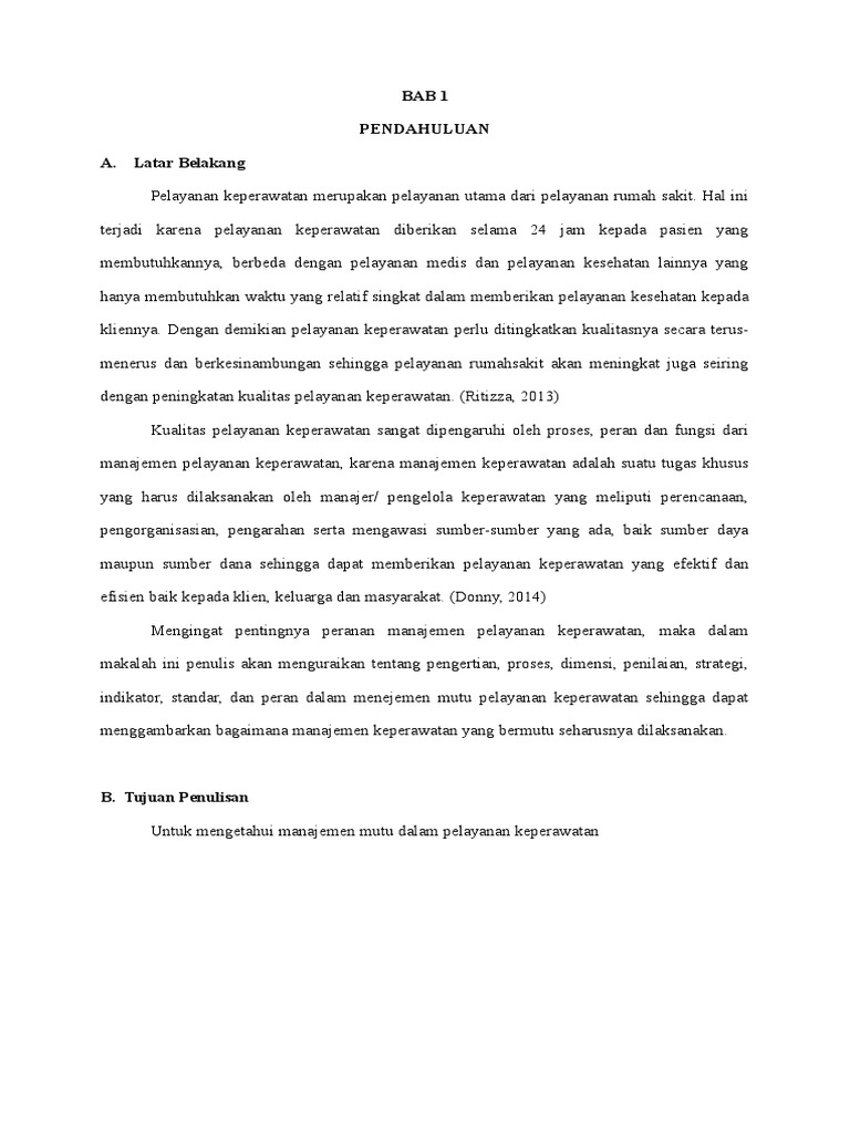 Makalah Manajemen Mutu Dalam Pelayanan Keperawatan