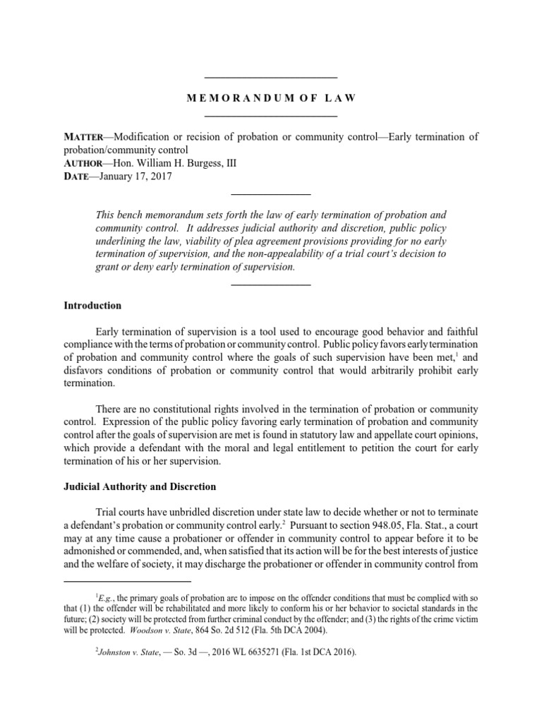 Early Termination of Probation | PDF | Probation | Plea Bargain