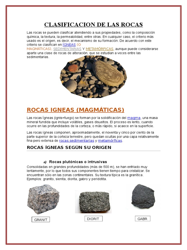 Clasificacion de Las Rocas | PDF | Roca ígnea | Rocas, image size:768x1024