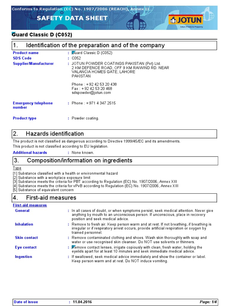 MSDS Personal Protective Equipment Chemistry