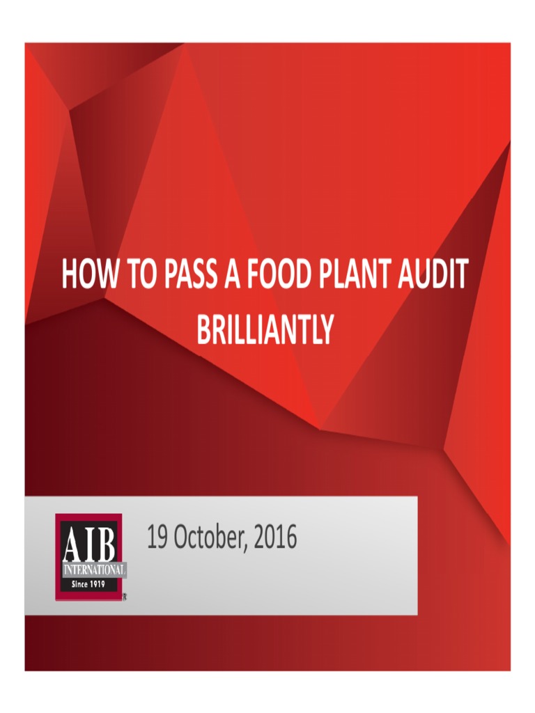 AIB HowToPassAFoodPlantAuditBrilliantly Client PDF Foods Audit