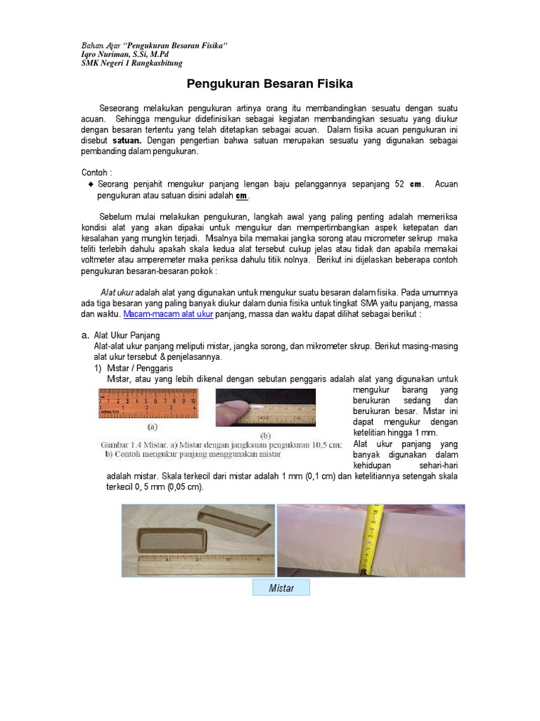 Alat Ukur Panjang Massa Dan Waktu Berbagai Alat