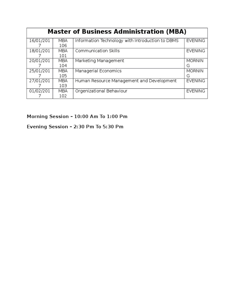 Update Time Table | PDF | Career & Growth | Business