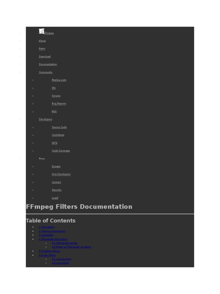 Ffmpeg Filters PDF Parameter Programming) Sound Technology