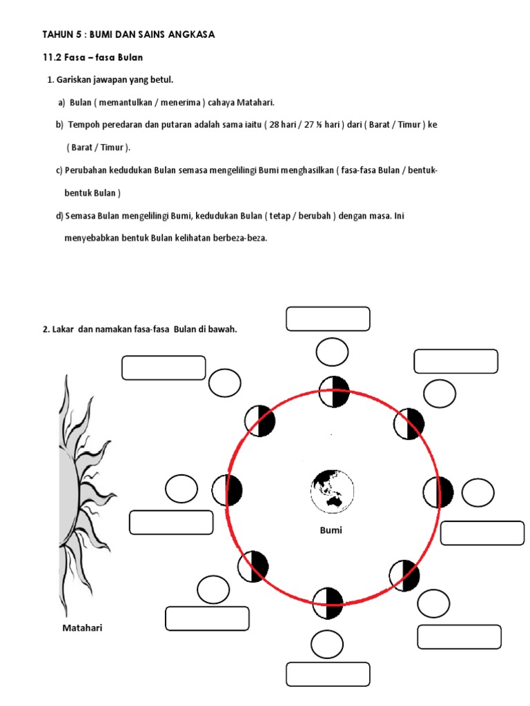 Bumi Sains Angkasa Fasa Bulan Tahun 5 Pdf