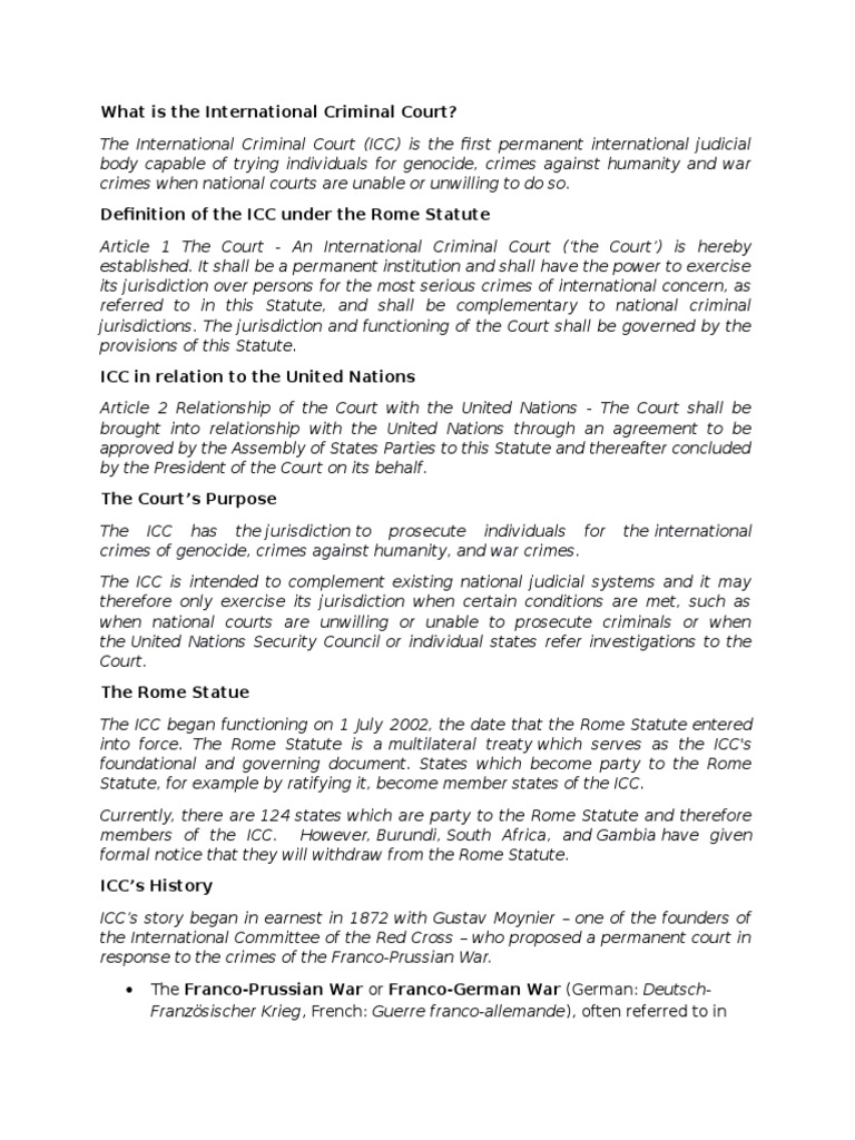 Overview of the International Criminal Court | PDF | International ...