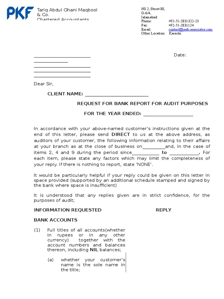 Bank Report Request for Audit | PDF | Loans | Credit (Finance)