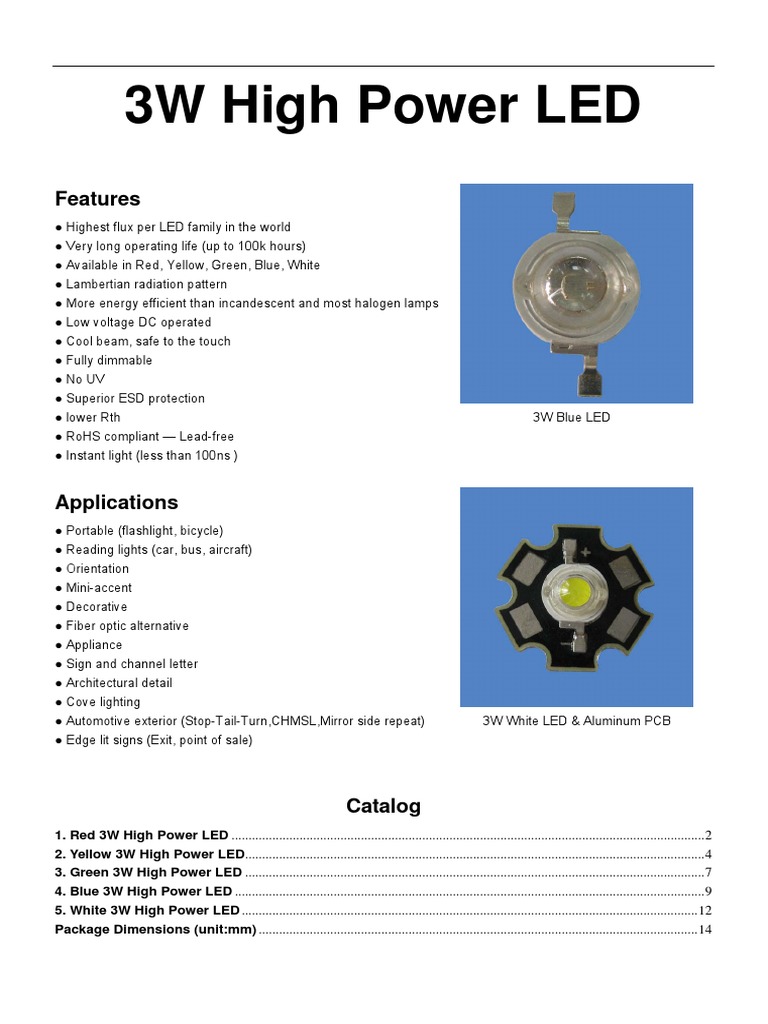 3W High Power LED PDF | PDF | Light Emitting Diode | Electrostatic ...