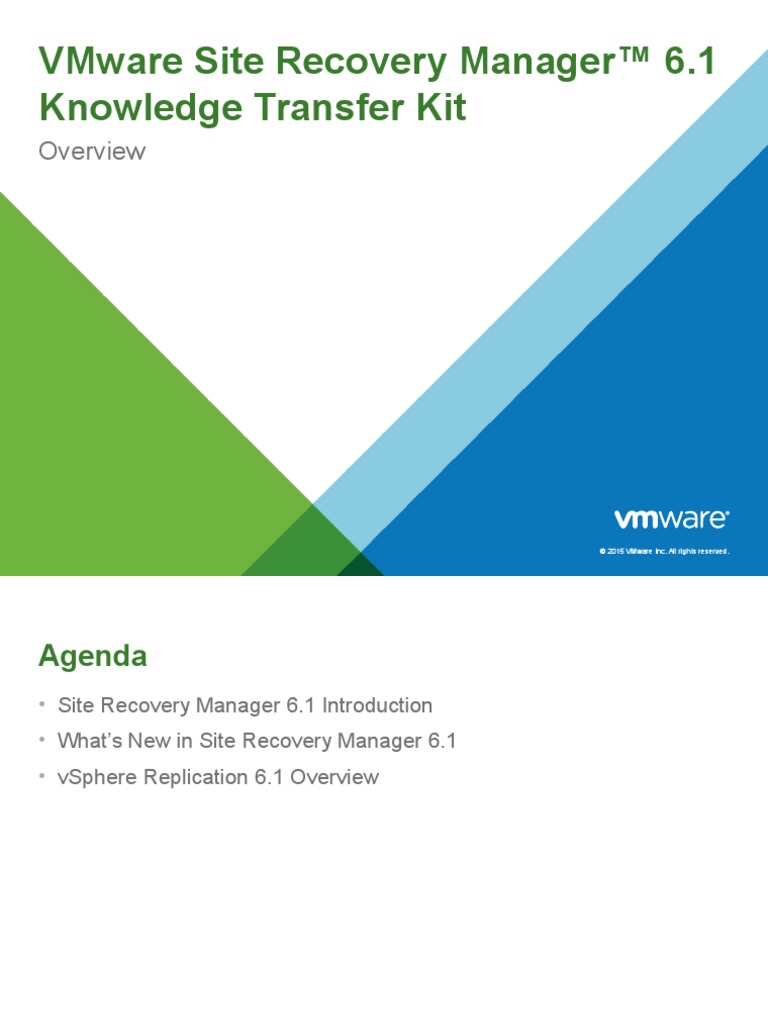 01 Site Recovery Manager 6.1 Overview | PDF | V Mware | Replication ...