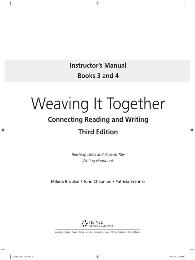 Teachers Manual Weaving It Together PDF Reading Comprehension