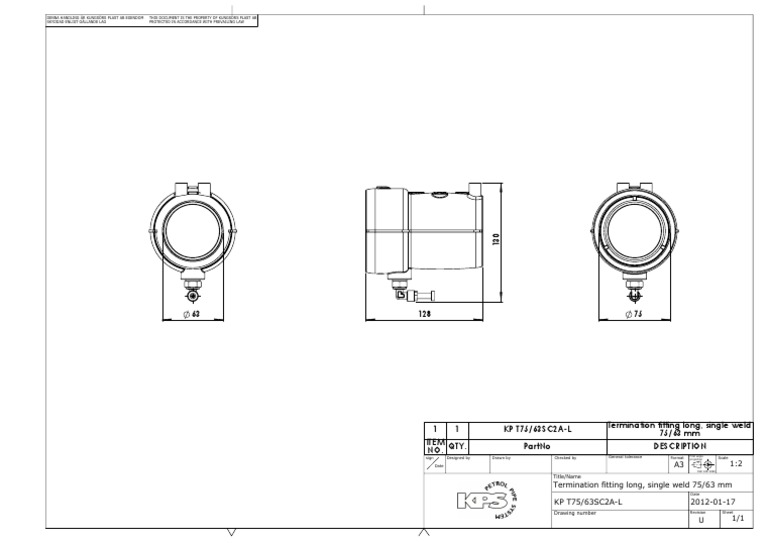 Termination Fitting 75/63 mm Drawing | PDF