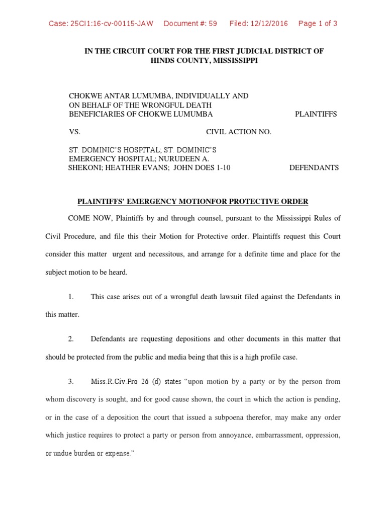 Mississippi Rules Of Civil Procedure >> Lumumba V St D Complete File Discovery Law Deposition Mississippi Rules Of Civil Procedure >> Lumumba V St D Complete File Discovery Law Deposition