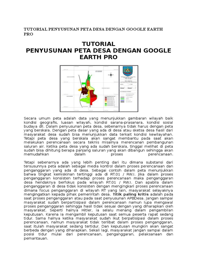 Panduan Pembuatan Peta Desa dengan Google Earth Pro | PDF | Teknologi ...