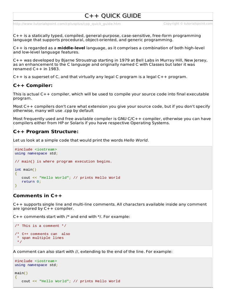 CPP Quick Guide PDF | PDF