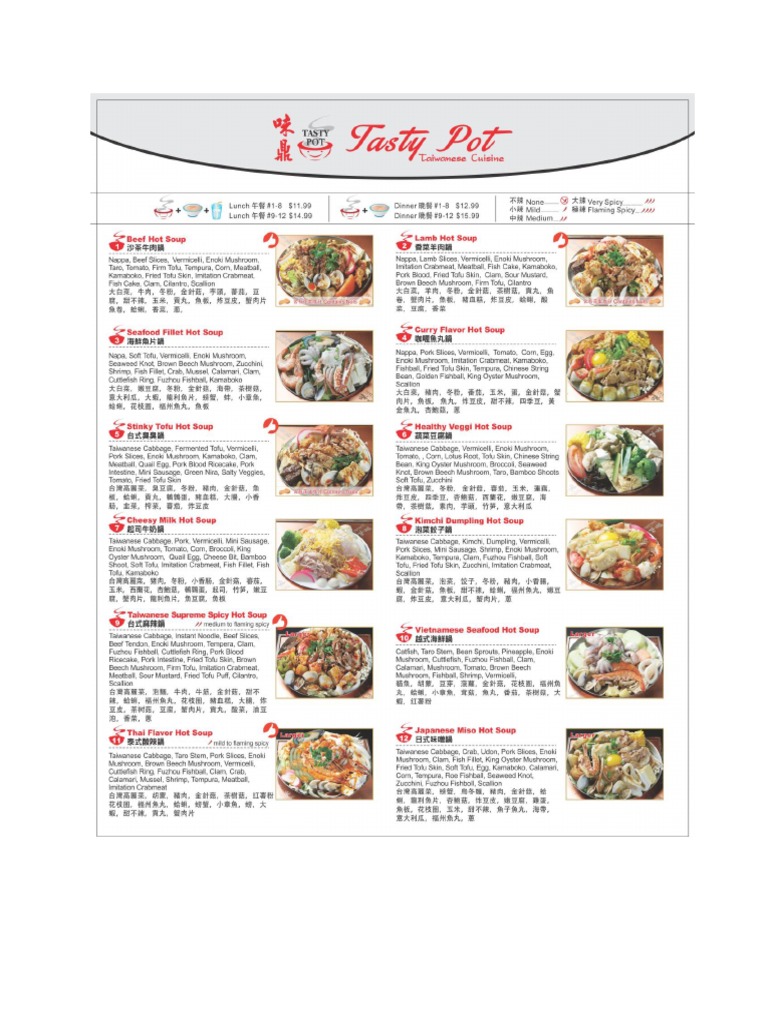 Tasty Pot Menu PDF