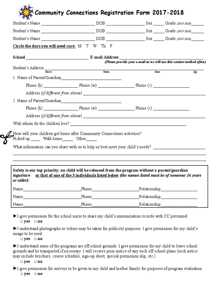 CC Registration Form 2017.2018 | PDF | Parent | Relationships