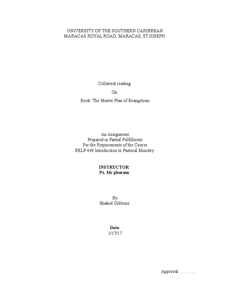 Collateral Reading On The Master Plan Evangelism | PDF | Disciple ...