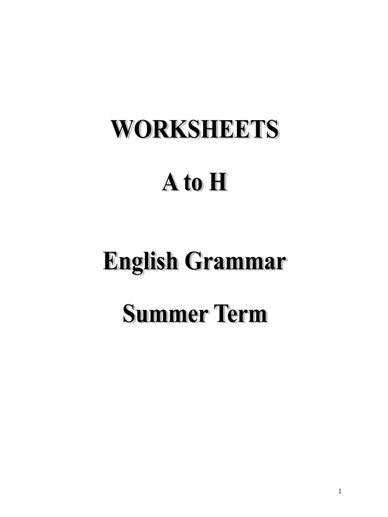 Grammar Worksheet English 1 SS 10 | PDF | Verb | Linguistic Morphology