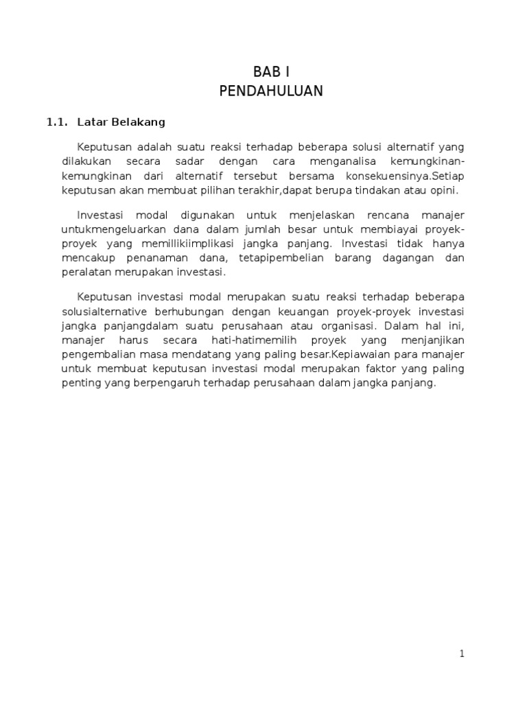 Makalah Keputusan Investasi Modal