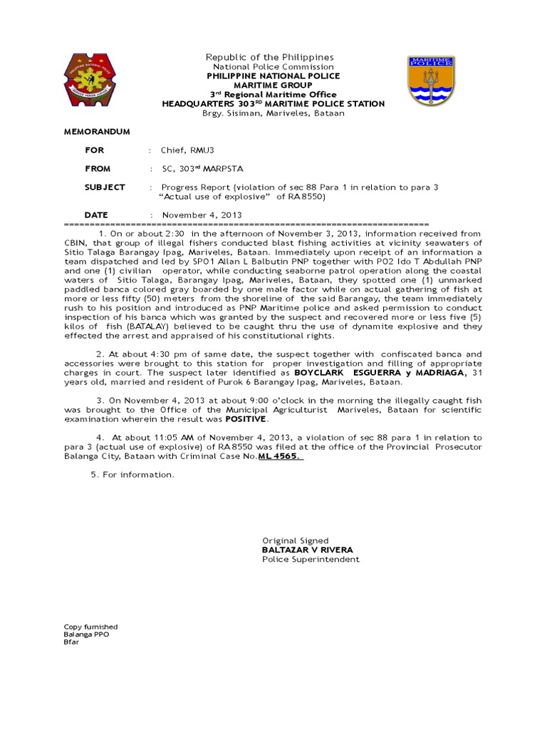 Maritime Blast Fishing Arrest Report | PDF