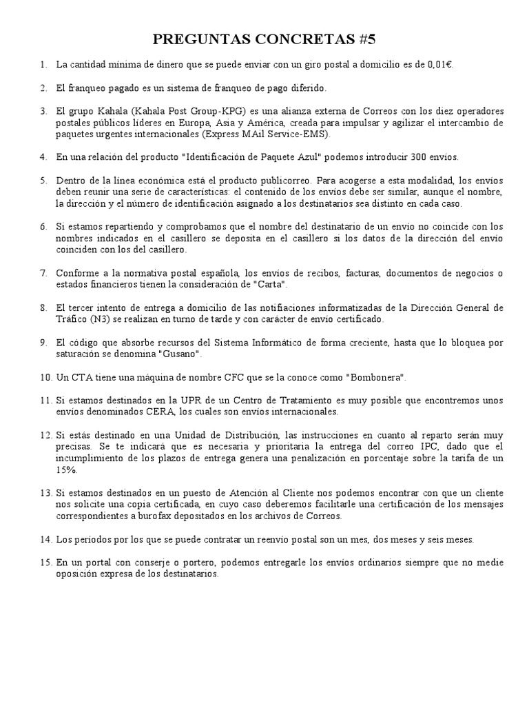 Preguntas Concretas Correos 5
