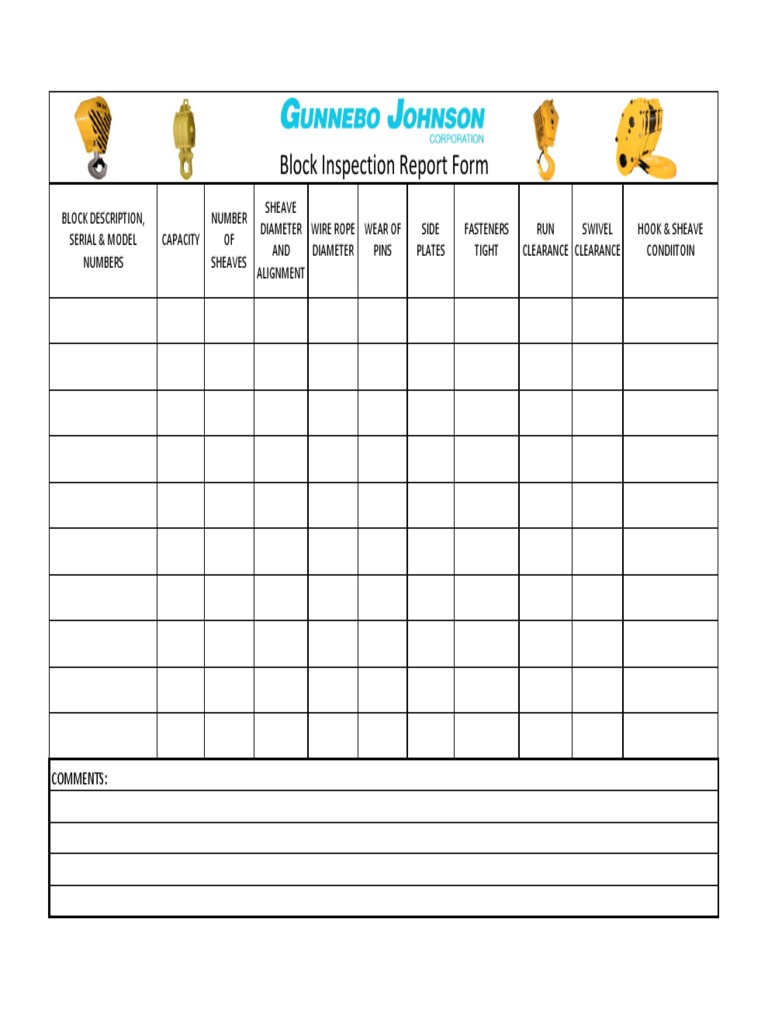Block Inspection Report Form | PDF | Manufactured Goods | Equipment
