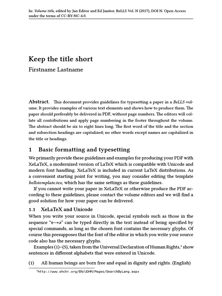 Keep The Title Short: Firstname Lastname | PDF | Encodings | Text