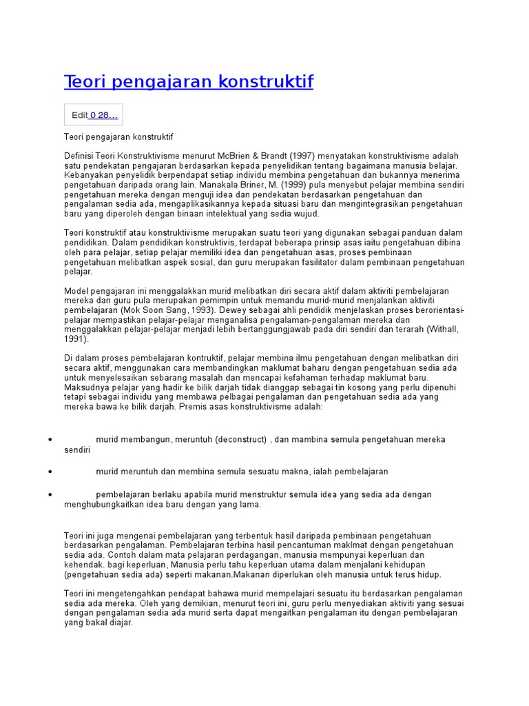 Teori Pengajaran Konstruktif Pdf