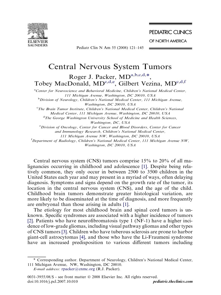 Childhood Central Nervous System Tumors | PDF | Radiation Therapy ...