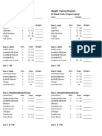 Weight Training Program Weight Training Program (4 Week Cycle I Hypertrophy) (4 Week Cycle I Hypertrophy)