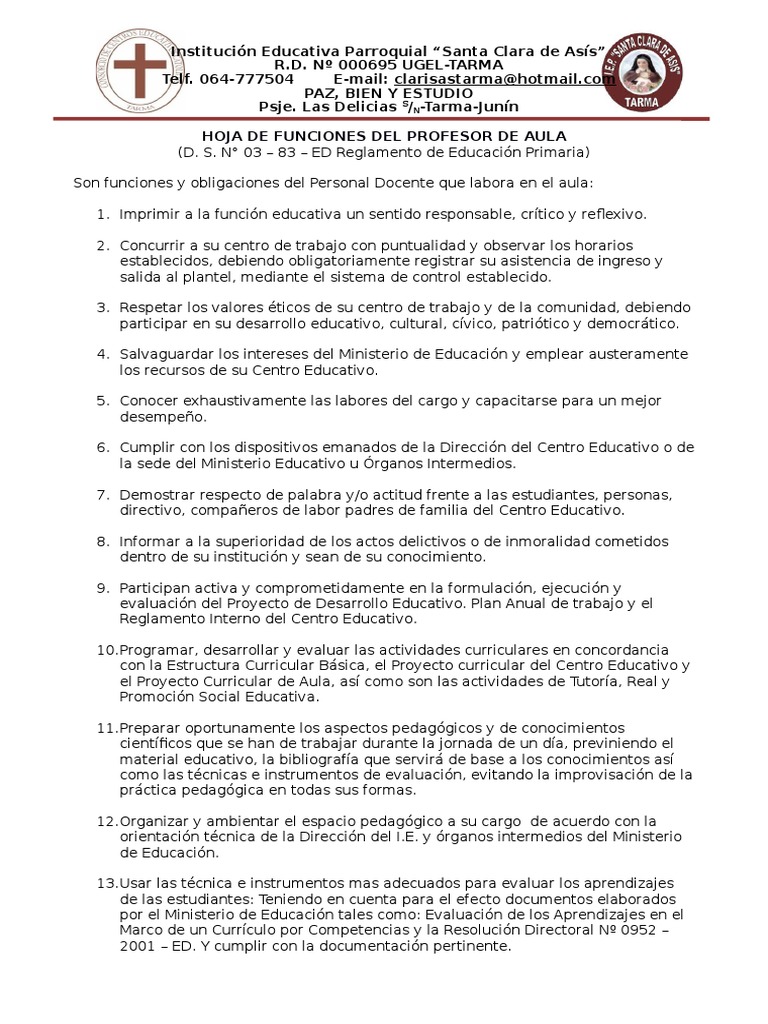 Funciones del Docente de Aula | PDF | Maestros | Plan de estudios