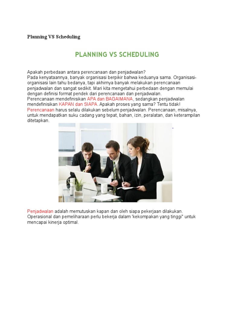 Perbedaan Planning Vs Scheduling PDF