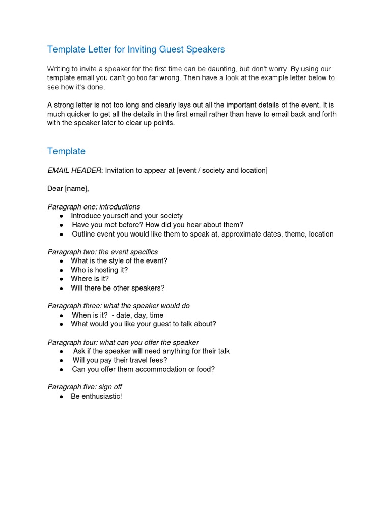 Guest Speaker Invitation Template | PDF | Religion And Belief