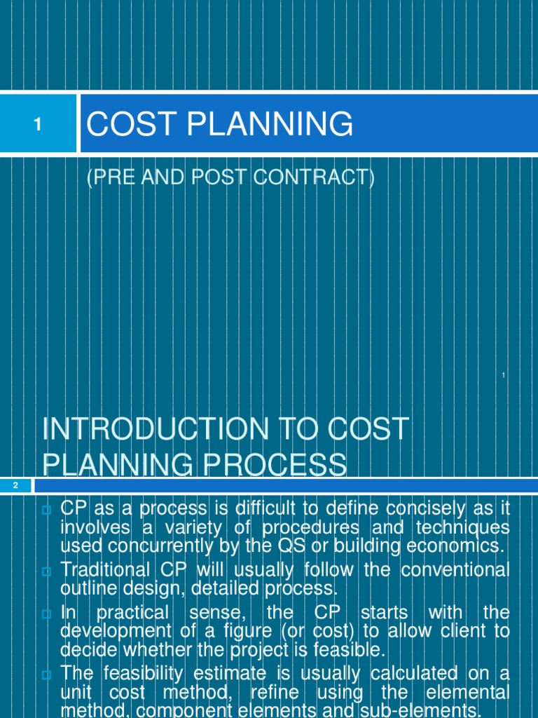 Cost Planning PDF Architect Design