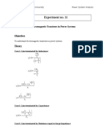 Experiment No. 11: Electromagnetic Transients in Power Systems