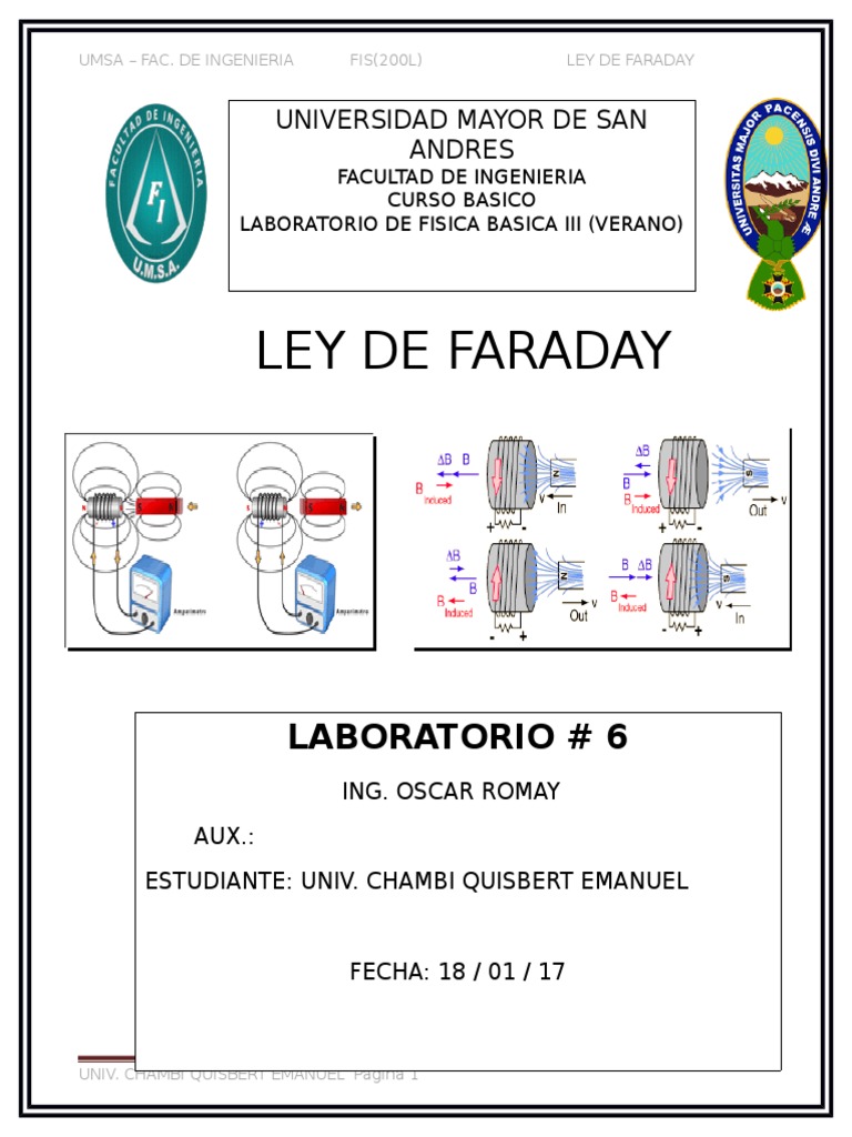 Ley de Faraday lab 6 Corriente eléctrica Transformador