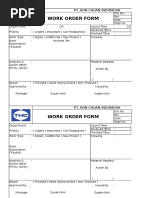 Work Order Form
